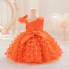 Baby Girls One-Shoulder Butterfly Tulle Princess Dress Kids Toddler Ball Gown Wedding Formal Party Dresses Orange Red 4-5 Years view 3