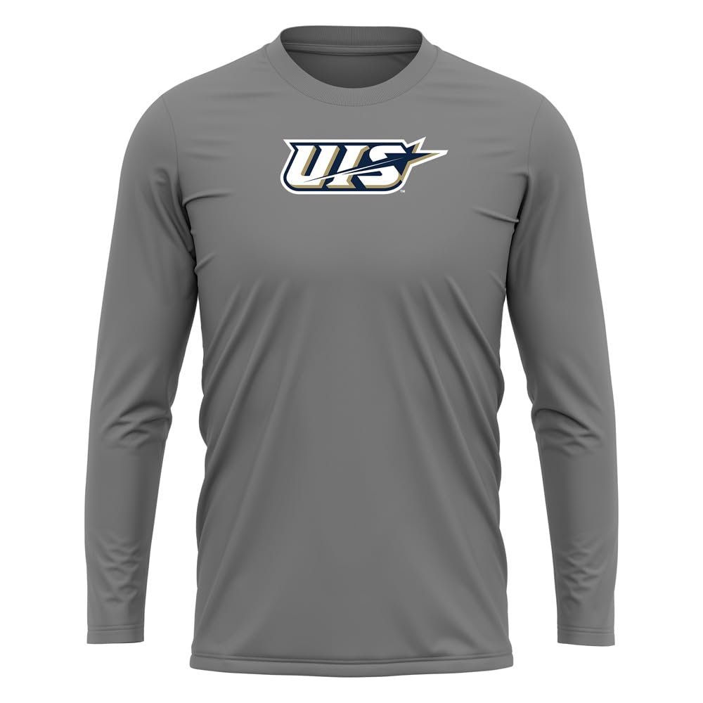 Campus Lab University of Illinois Springfield Adult Men's Sport Long Sleeve Shirt Primary Logo, Charcoal, X-Large