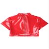 Alvivi Womens Wetlook Leather Cutout Back Zipper Crop Top Short Sleeve T-Shirts Disco Dance Club Party Blouse Red Medium view 4