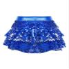 winying Kids Girls 3-Layers Ruffle Sequin Dance Mini Skirt Elastic Waist Sparkle Metallic Skirts for Fashion Party Royal Blue 12 Years view 1