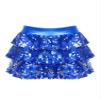 winying Kids Girls 3-Layers Ruffle Sequin Dance Mini Skirt Elastic Waist Sparkle Metallic Skirts for Fashion Party Royal Blue 12 Years view 2