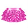 winying Kids Girls 3-Layers Ruffle Sequin Dance Mini Skirt Elastic Waist Sparkle Metallic Skirts for Fashion Party Hot Pink 12 Years view 2
