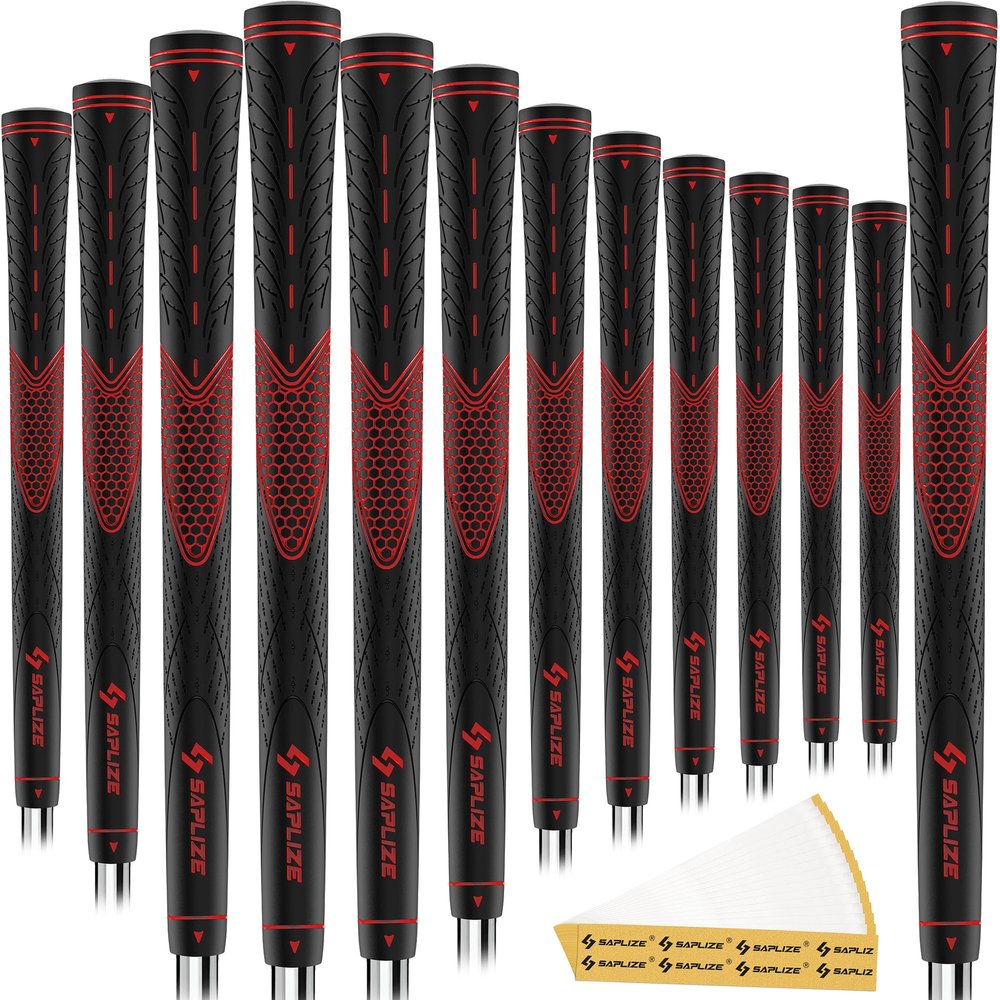 SAPLIZE Golf Grips Set of 13, Bundle with Tape or Full Regripping Kit, Jumbo / Mid / Standard / Undersize, Women / Men Anti-slip Rubber Golf Club Grips, CC01 Series