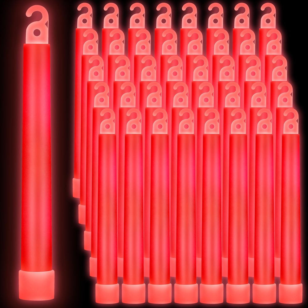 Sotiff 96 Pcs Bright 6 Inch Large Glow Sticks Bulk Emergency Glow in The Dark Sticks with 12 Hour Duration for Camping Hiking Outdoor Parties Activities Survival Storms (Red)