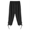 Lorilida Kids Boys Victorian Jogger Pants Medieval Gothic Stripes Trousers Pirates Ankle Banded Leggings Black 8-10 Years view 3