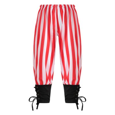 Lorilida Kids Boys Victorian Jogger Pants Medieval Gothic Stripes Trousers Pirates Ankle Banded Leggings Red Stripes 2-4 Years
