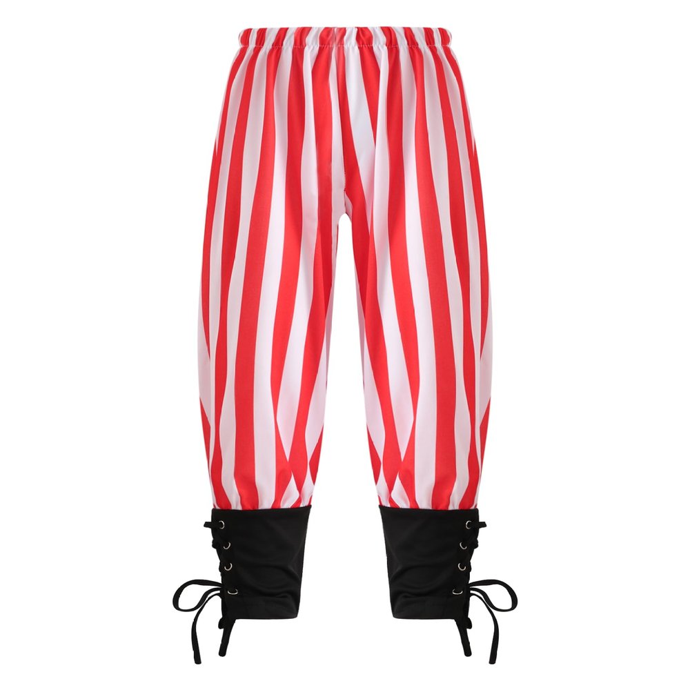 Lorilida Kids Boys Victorian Jogger Pants Medieval Gothic Stripes Trousers Pirates Ankle Banded Leggings Red Stripes 2-4 Years