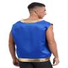 Lejafay Men Medieval Victorian Sleeveless Vest Gold Trims Figure Gothic Waistcoat Arabian Jacket Top Shiny Royal Blue A XX-Large view 4