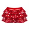winying Kids Girls 3-Layers Ruffle Sequin Dance Mini Skirt Elastic Waist Sparkle Metallic Skirts for Fashion Party Red 12 Years view 2
