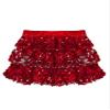 winying Kids Girls 3-Layers Ruffle Sequin Dance Mini Skirt Elastic Waist Sparkle Metallic Skirts for Fashion Party Red 12 Years view 3