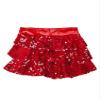winying Kids Girls 3-Layers Ruffle Sequin Dance Mini Skirt Elastic Waist Sparkle Metallic Skirts for Fashion Party Red 12 Years view 4