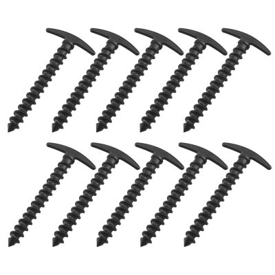 10Pcs Nylon Outdoor Tent Peg Stakes, Windproof Camping Trip Plastic Tent Ground Nails Black