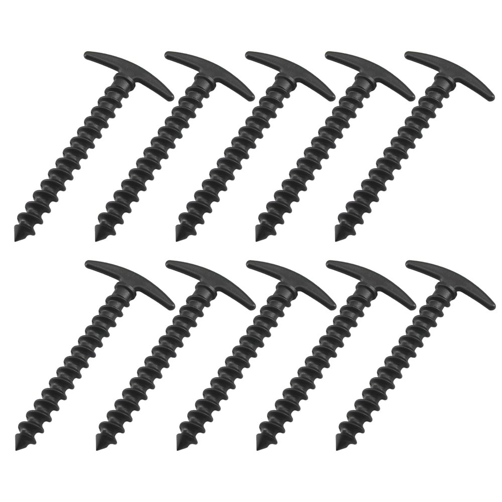 10Pcs Nylon Outdoor Tent Peg Stakes, Windproof Camping Trip Plastic Tent Ground Nails Black