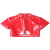 Alvivi Womens Wetlook Leather Cutout Back Zipper Crop Top Short Sleeve T-Shirts Disco Dance Club Party Blouse Red 4X-Large view 3