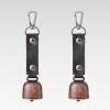 Dxcaicc Bell with Magnetic Silencer, Leather Cast Iron Wind Bell,Outdoor Bells with Leather Strap,Bear Bells for Home Garden Yard Decor,Hiking,Biking,Camping,Black view 1