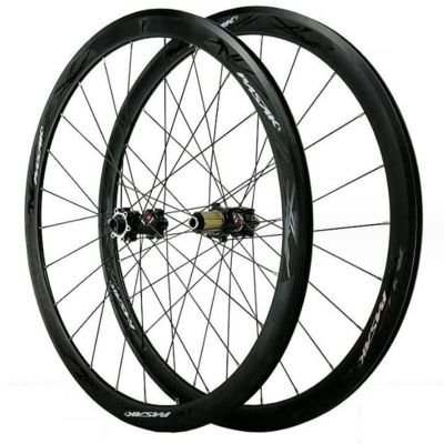 ZECHAO 700C Highway Bike Wheel Set,Thru-Axle 12mm Disc Brake V/C Brake Circle Height 40MM 7-12 Speed Double Wall Rims Off Road Wheels Wheelset (Color : Black, Size : 700c)