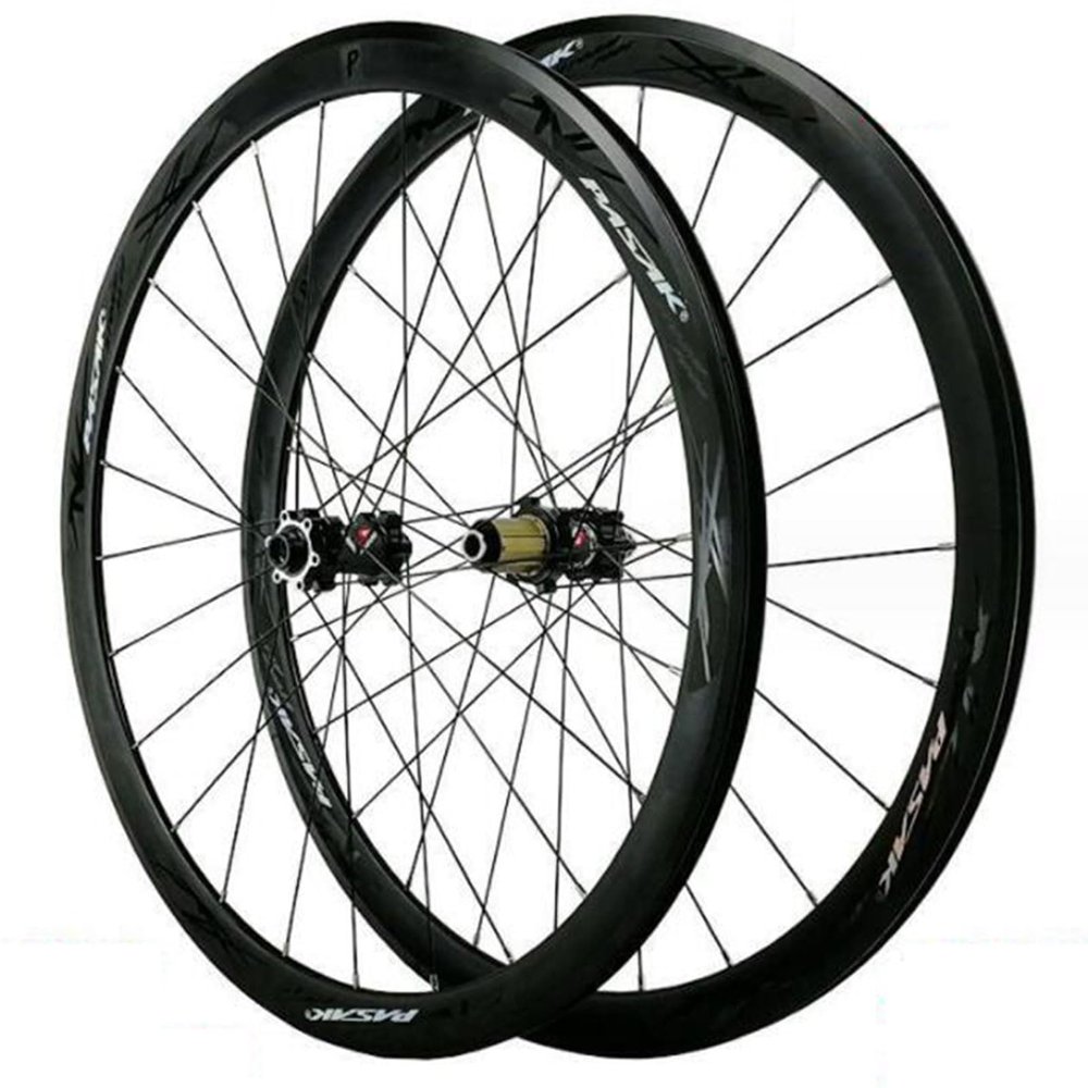 ZECHAO 700C Highway Bike Wheel Set,Thru-Axle 12mm Disc Brake V/C Brake Circle Height 40MM 7-12 Speed Double Wall Rims Off Road Wheels Wheelset (Color : Black, Size : 700c)