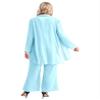 JEYPINMI Women Chiffon 3 Piece Trouser Suit Mother of The Bride Pantsuit Tank Tops Jacket Long Pant Outfits Sky Blue Large view 2