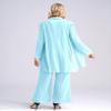 JEYPINMI Women Chiffon 3 Piece Trouser Suit Mother of The Bride Pantsuit Tank Tops Jacket Long Pant Outfits Sky Blue Large view 4