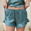 DingCo Silk Pajamas for Women Camisole Sleepwear ruffle pajama shorts Satin Pajama Set 2 Piece Silk Pjs, XL Green view 4