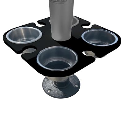 4 Place Cup Holder for Boat Table Posts (Black)