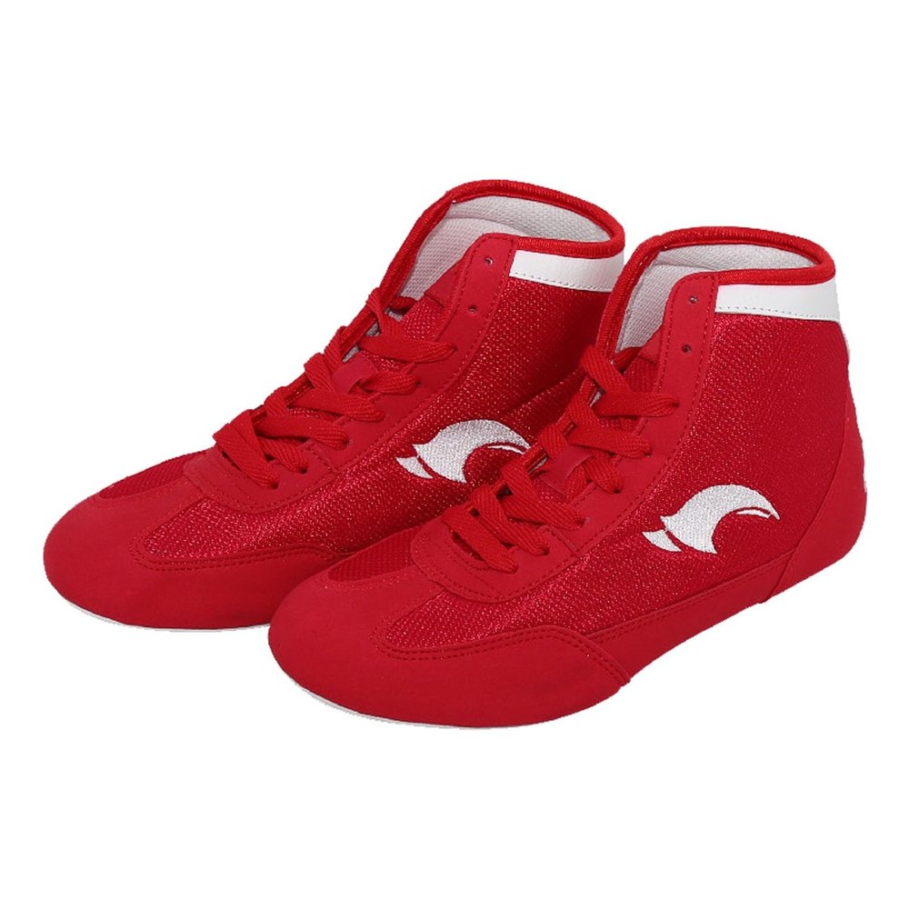 Men's Youth Wrestling Shoes High Top Kids Girls Boxing Shoes Sports Training Shoes Kids Boxing Boots (Red, 4 Big Kids)
