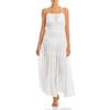 Aqua Swim Womens Smocked Tiered Cover-Up Ivory XL view 1