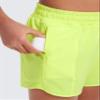 CRZ YOGA Girls Feathery-Fit Soft Athletic Shorts with Zipper Pocket - Tennis Soccer Running Casual Liner Kids Teen Neon Yellow X-Large view 4