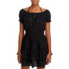 Aqua Swim Womens Cotton Peasant Cover-Up Black S view 1