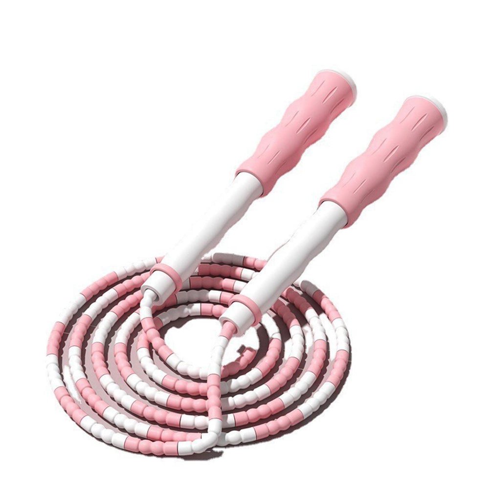 Pilipane Adjust Kids Segmented Jumping Rope, Portable Jumping Rope, Beaded Jumping Rope, with Design, Segmented Jumping Rope Adjust Beaded Flexible(Pink)