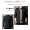 Men's Fake Two Piece Shirt Collar Knitted Cardigan, Autumn Slim Sweater Coat Knitting Cardigan V Neck T-Shirt (US, Alpha, 3X-Large, Regular, Regular, Black Gray) view 2