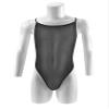 Piameywen Men's Mesh Wrestling Suit Deep U Neck Top High Cut Dance Leotard Bodysuit Backless Underwear view 2