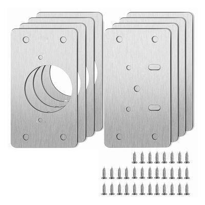 VNE 2/4/10Pcs Cabinet Hinge Repair Plate Kit Hinges Repair Cupboard Door Hinge Mounting Fixing Plates with Screws Furniture Hardware (Color : 4pair)