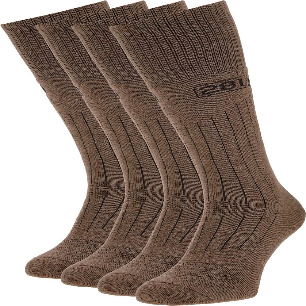281Z Military Winter Cushioned Mid-Calf Wool Boot Socks - Tactical Trekking Hiking Outdoor Hunting (Coyote Brown, Small 4 Pairs Pack)