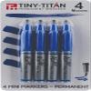 Tiny-Titan Mini Markers, Keychain Clip, Golf Ball Marker, Clip On Nurse's Badge - BLUE Ink - Fine Point - 4 Pens view 1