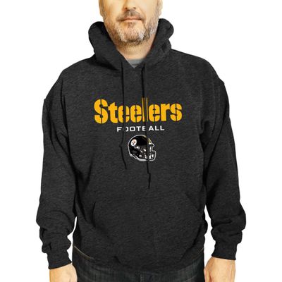Team Fan Apparel Adult NFL Football Helmet Heather Hooded Sweatshirt - Officially Licensed Pre-Shrunk Fleece Blend Pullover (Pittsburgh Steelers - Charcoal, Large)