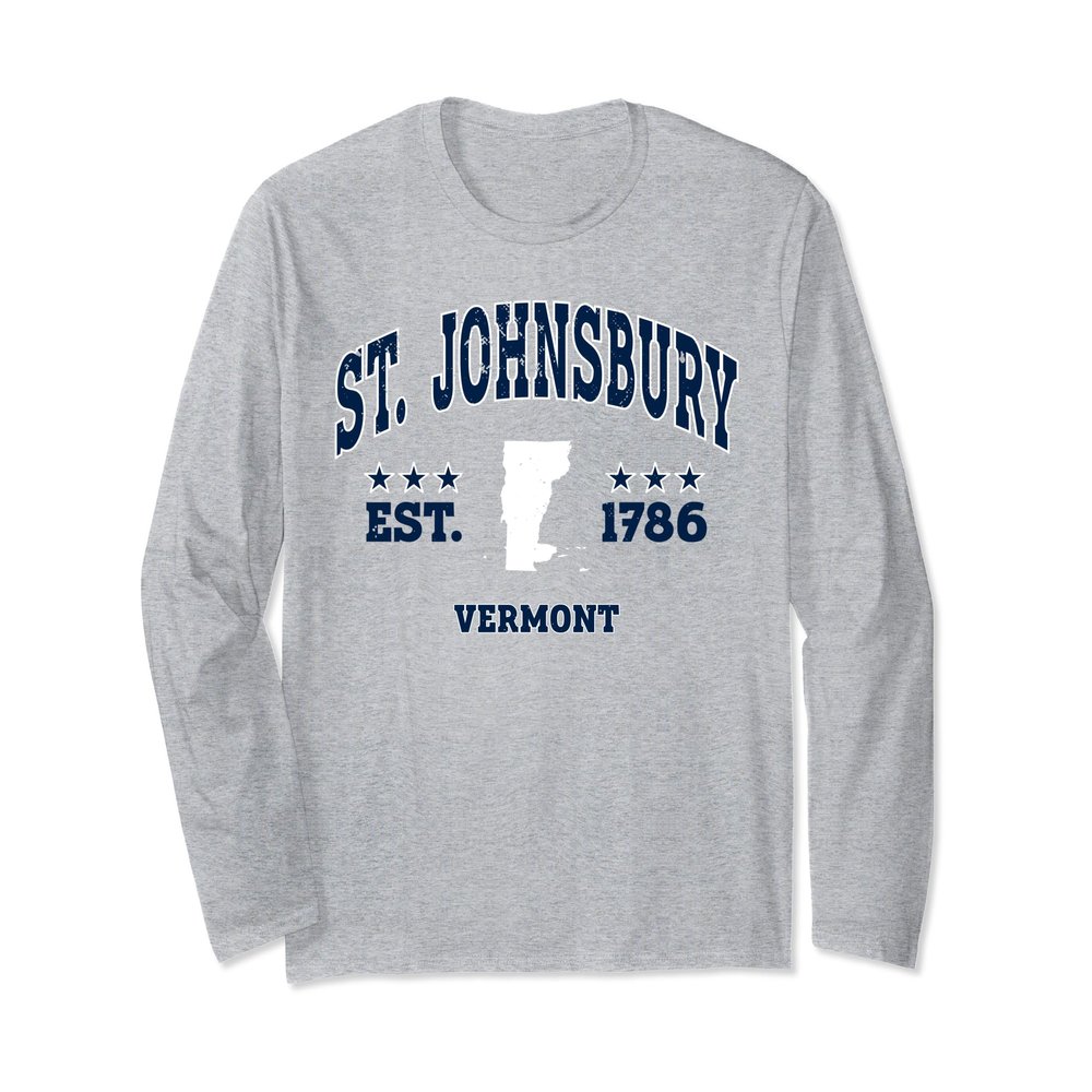 St Johnsbury Vermont VT Vintage Athletic Navy Long Sleeve T-Shirt