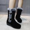 HINDOLA Women's Winter Mid-Calf Boots Buckle Fur Lined Warm Ankle Boots Anti-Slip Waterproof Outdoor Shoes Fashion Lace Up Snow Booties for Women view 2