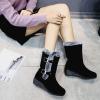 HINDOLA Women's Winter Mid-Calf Boots Buckle Fur Lined Warm Ankle Boots Anti-Slip Waterproof Outdoor Shoes Fashion Lace Up Snow Booties for Women view 3