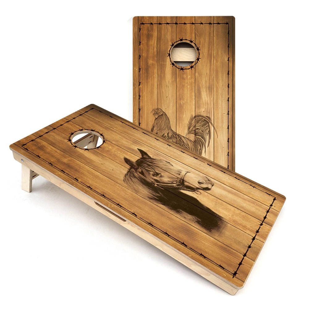 Skip's Garage Barnyard All-Weather Cornhole Boards - Includes (2) Boards (NO Bags) + (1) Black Carrying Case