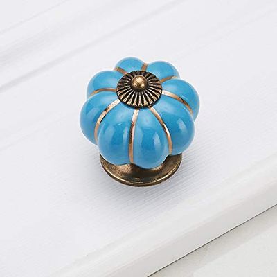 Southst Pumpkin Handles 40mm Drawer Knobs Cupboard Door Handles Single Hole Cabinet Handles with Screws Furniture Handles - (Color: Blue)