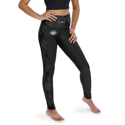 Zubaz NFL New York Jets Black Elevated Leggings w/Pockets & Tonal Black Viper Accent, XX-Large