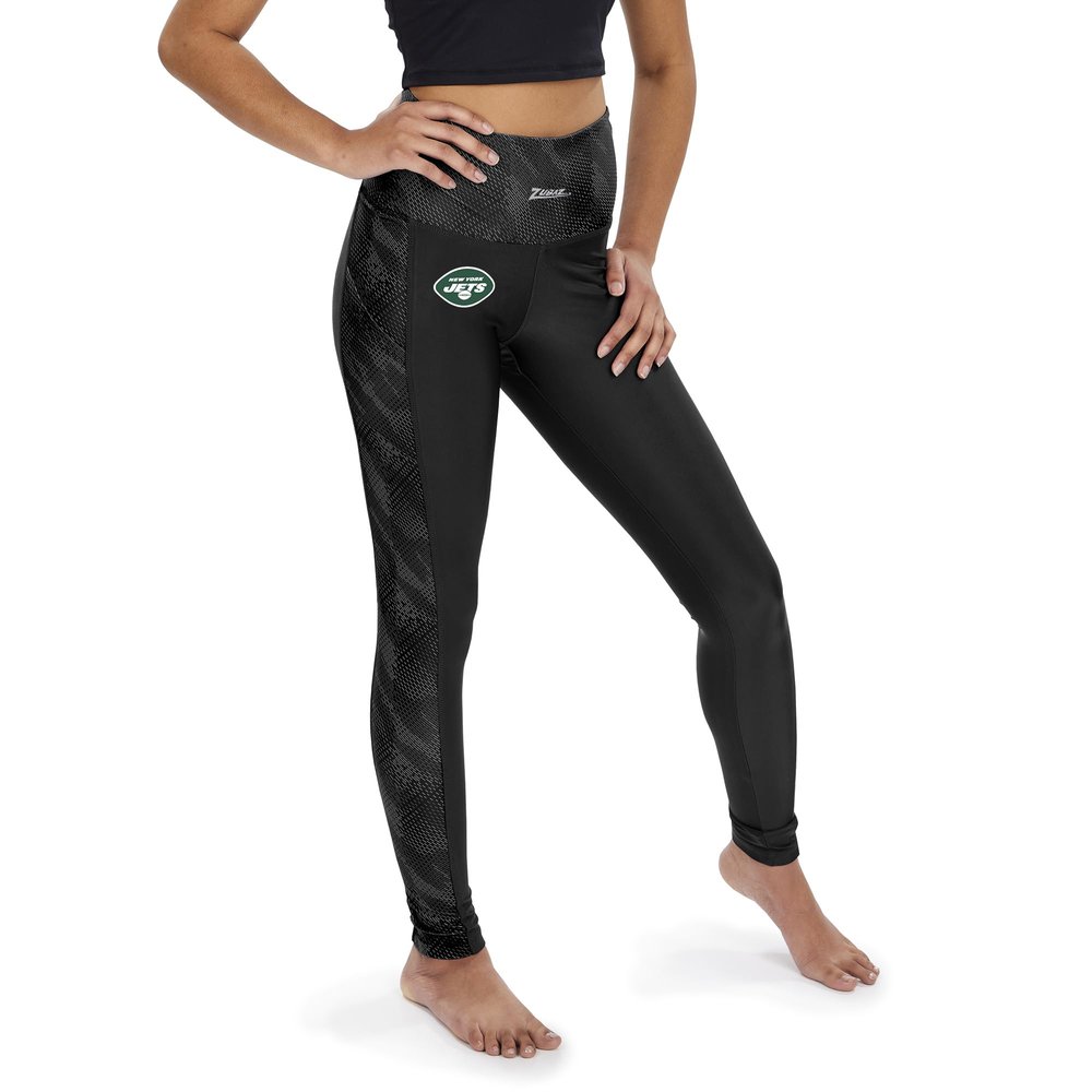 Zubaz NFL New York Jets Black Elevated Leggings w/Pockets & Tonal Black Viper Accent, XX-Large