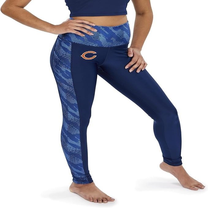 Zubaz NFL Chicago Bears Navy Blue Elevated Leggings w/Pockets & Tonal Blue Viper Accent, XX-Large