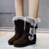 HINDOLA Women's Winter Mid-Calf Boots Buckle Fur Lined Warm Ankle Boots Anti-Slip Waterproof Outdoor Shoes Fashion Lace Up Snow Booties for Women view 2