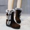 HINDOLA Women's Winter Mid-Calf Boots Buckle Fur Lined Warm Ankle Boots Anti-Slip Waterproof Outdoor Shoes Fashion Lace Up Snow Booties for Women view 4