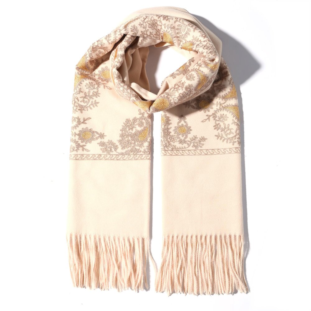 Letusto LUU MANLIC Women's Shawl Wrap Embroidered Tassel Scarf, Premium Quality, Oversize(73x27), Soft,Durability,Warm, Versatile