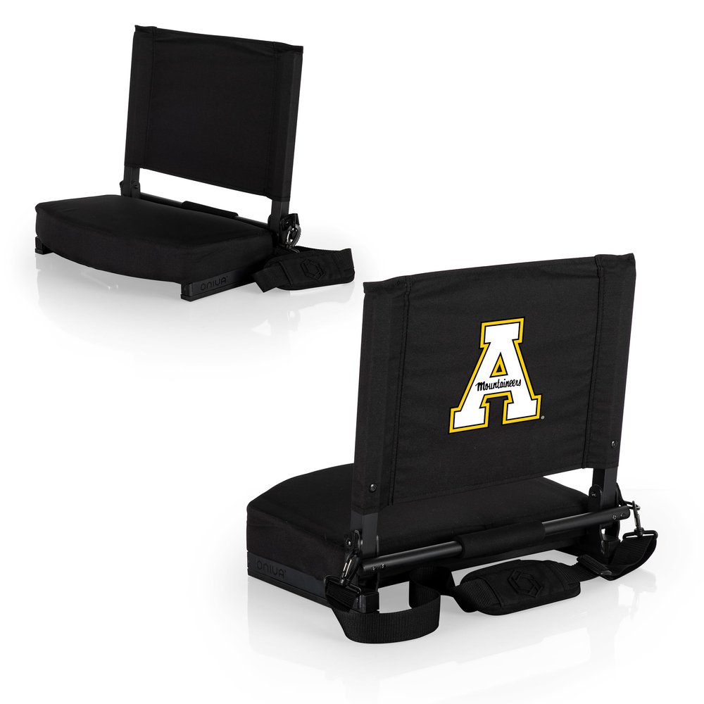 PICNIC TIME NCAA App State Mountaineers Gridiron Stadium Seat, Lightweight, Portable Folding Chair for Bleachers and Benches, (Black)