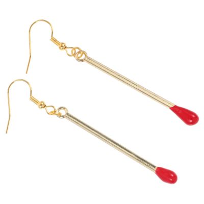 1pair Matchstick Shaped Dangle Earrings for Women Unique Retro Drop Earrings Creative Fun Jewelry for Parties Everyday Wear Chic Accessory to Elevate Any Outfit
