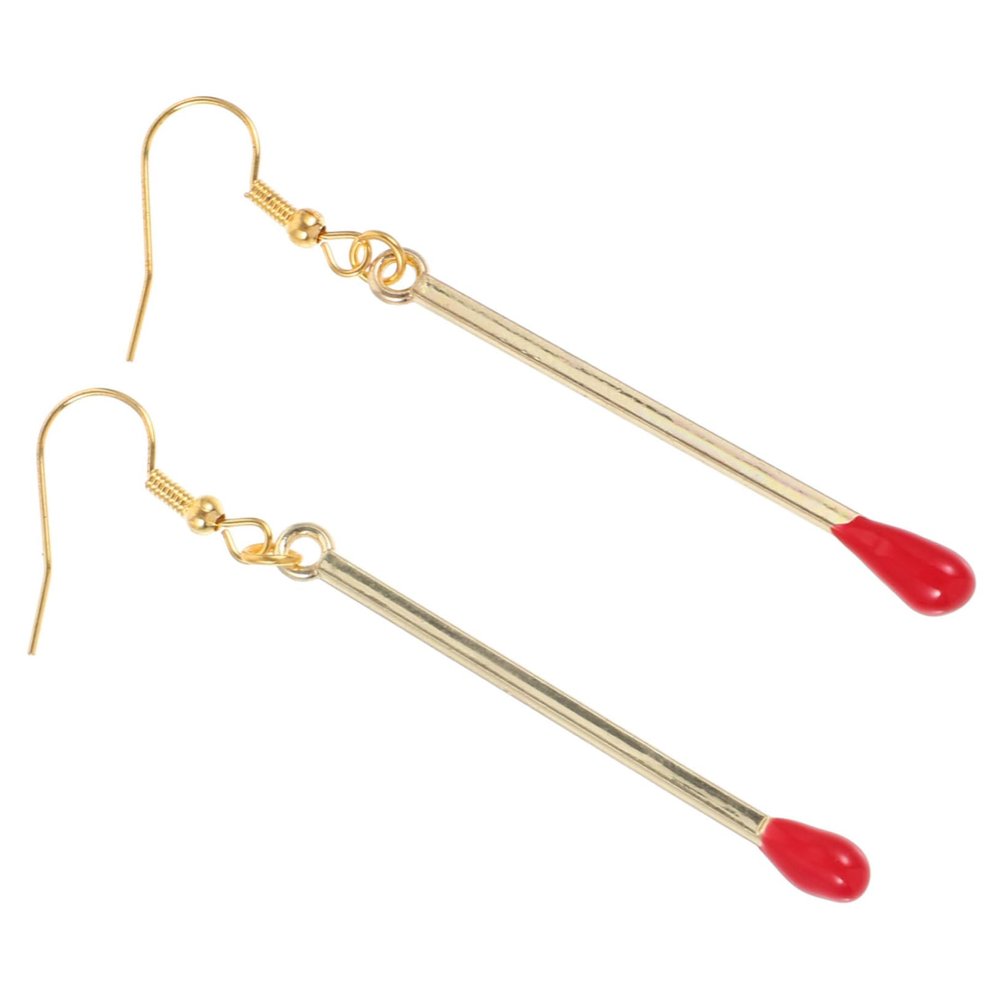 1pair Matchstick Shaped Dangle Earrings for Women Unique Retro Drop Earrings Creative Fun Jewelry for Parties Everyday Wear Chic Accessory to Elevate Any Outfit
